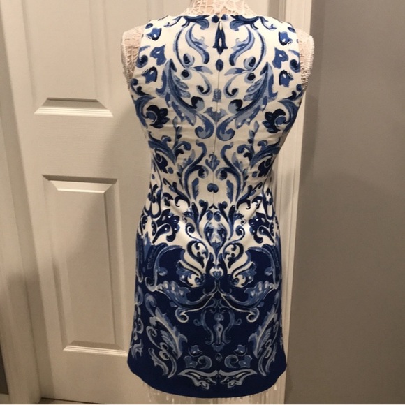 Polo Ralph Lauren Sz 4 White Blue Paisley Sheath Dress - Like New - Picture 6 of 6